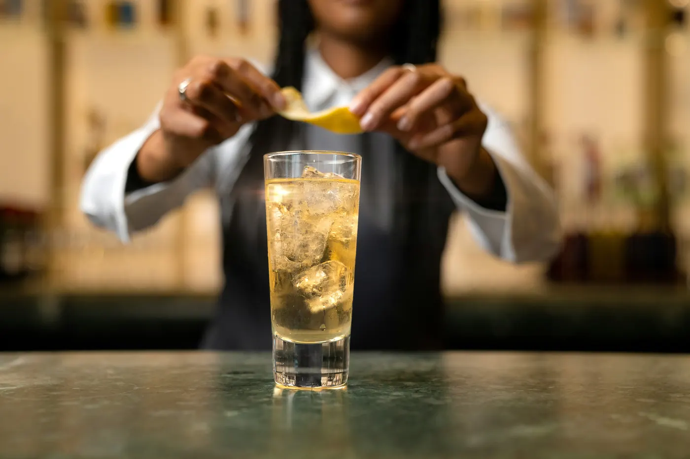 Ly whisky highball Nhật Bản trang trí vỏ cam